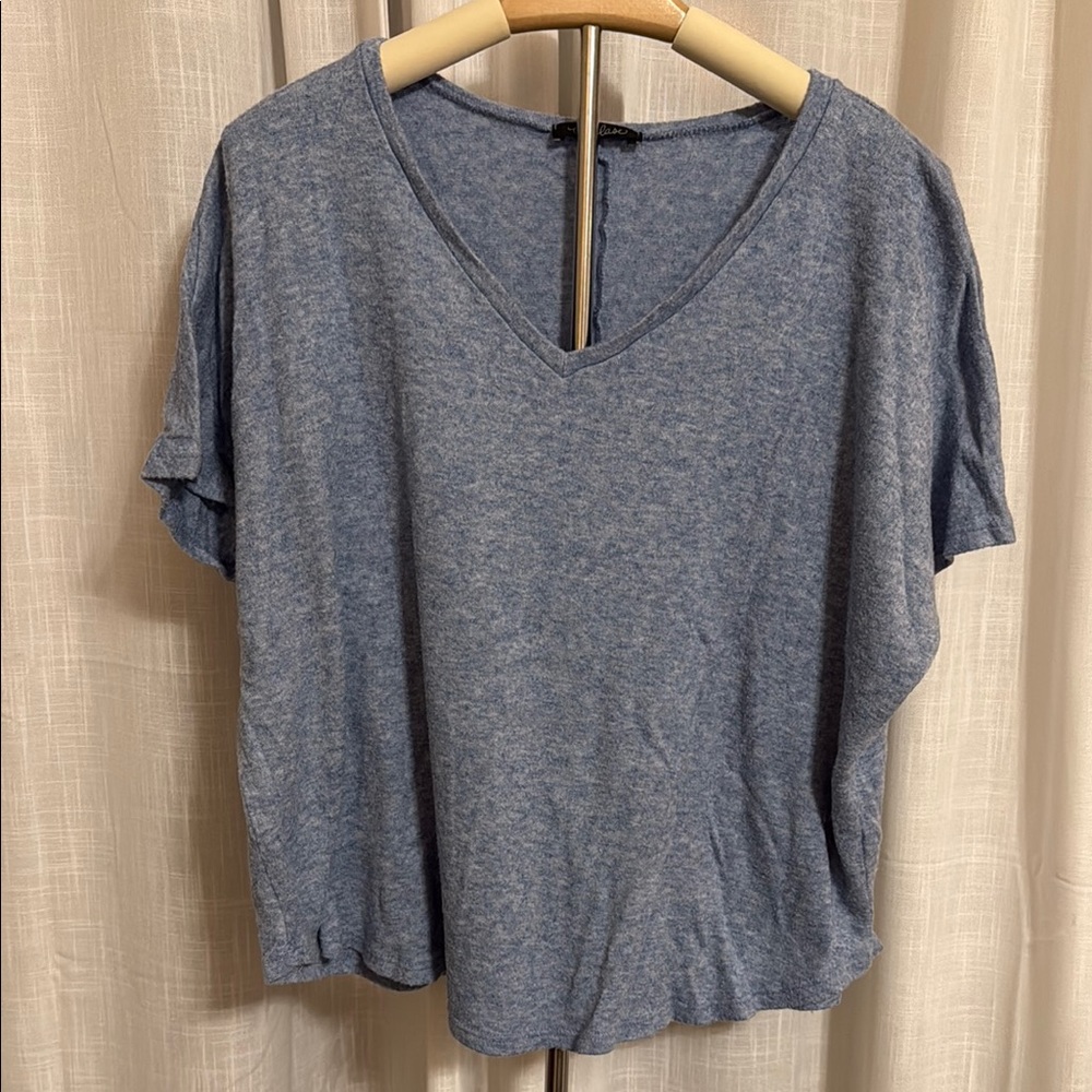 Gray and Blue Boxy Short Sleeve T-Shirt